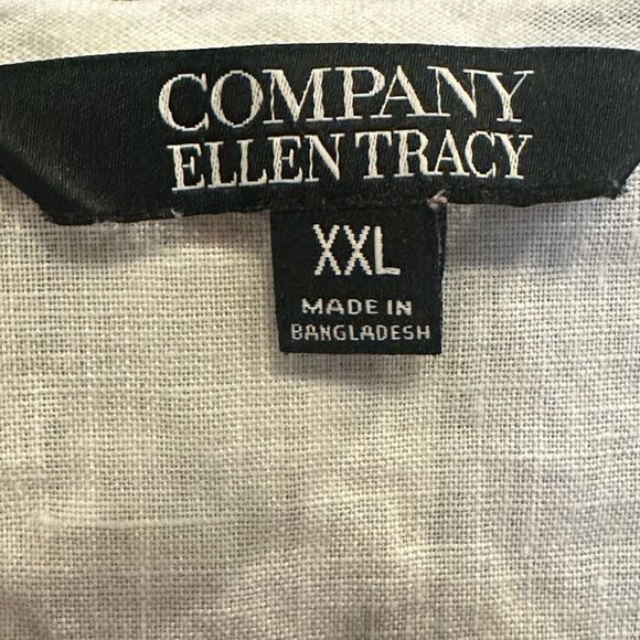 Ellen Tracy Company lace up front Chalk White Linen tunic SHIRT - Picture 3 of 12